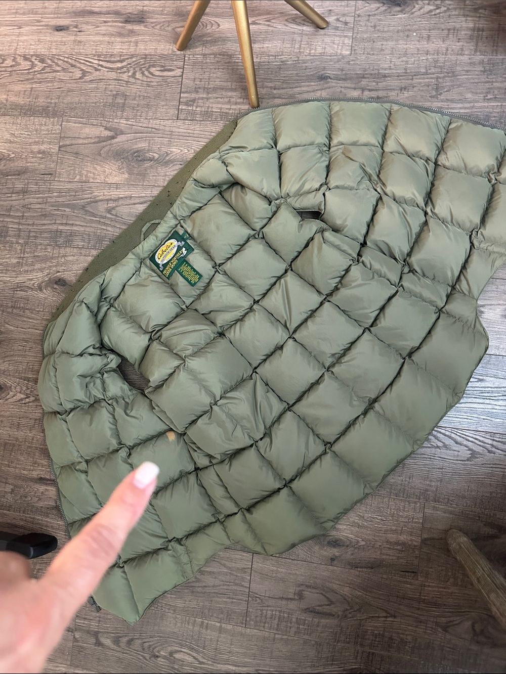 Vintage Cabelas Premier Northern Goose Down Vest Mens XL Tall Olive Old Label - Picture 9 of 16